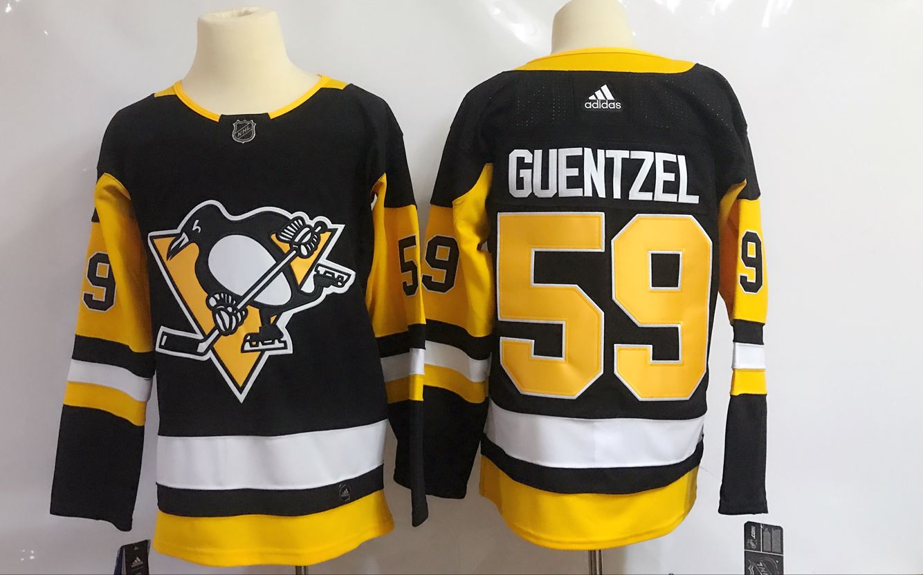 Men Pittsburgh Penguins #59 Guentzel Black Hockey Stitched Adidas NHL Jerseys